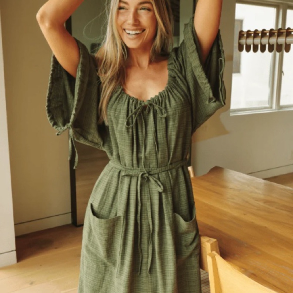 Oddbird olive Green Nasip Dress - One Size fits S-XL